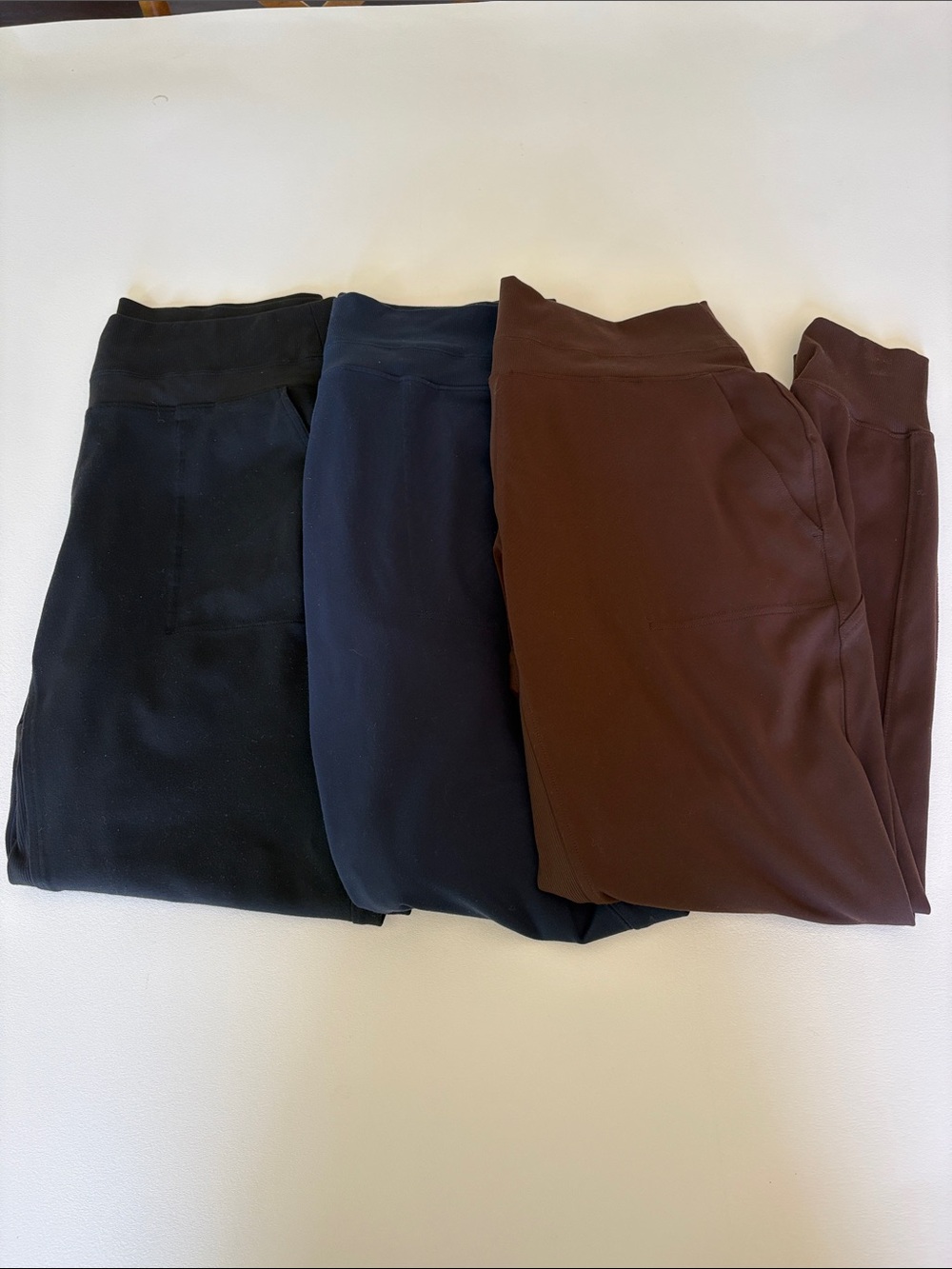 Athleta Set of 3 Venice High Rise Joggers Black, Navy, Brown Athleisure Size LT